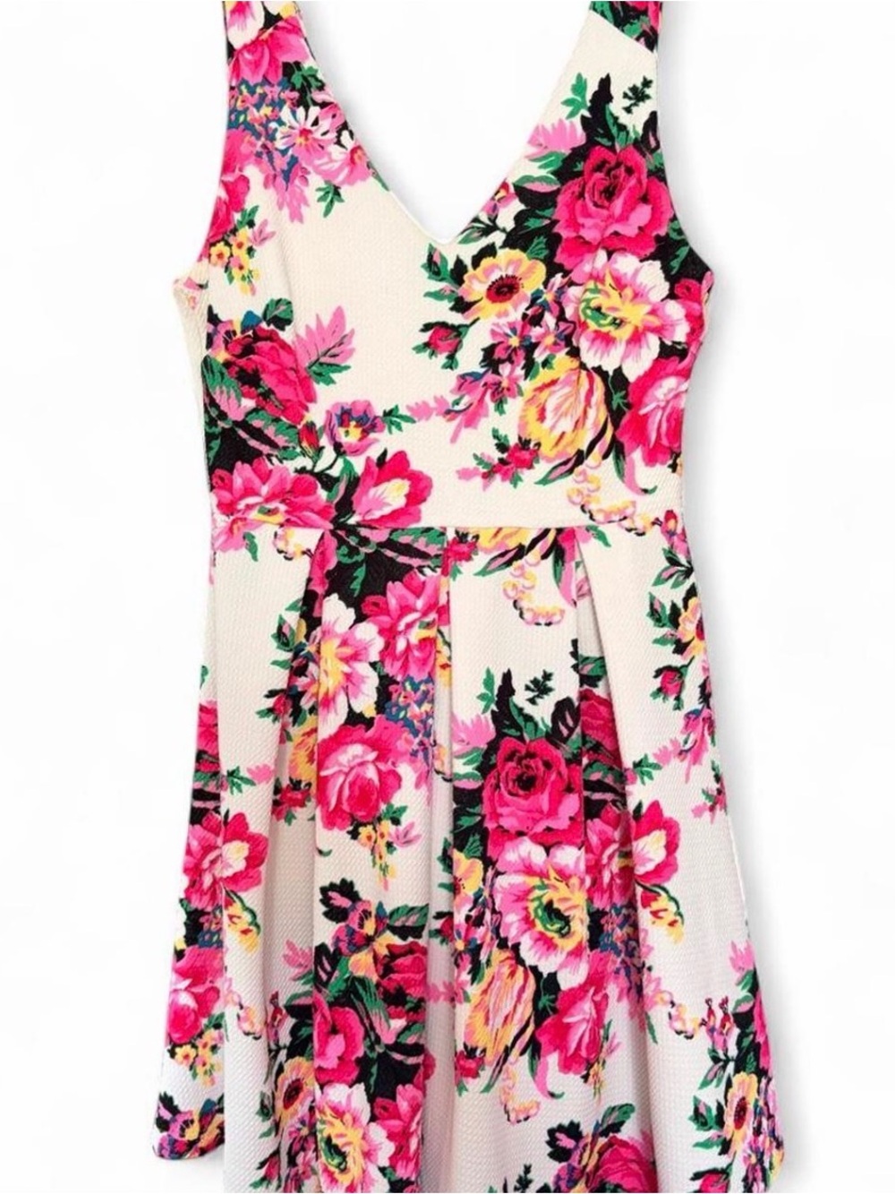 Lush Cream Dress with Pink Floral Accents